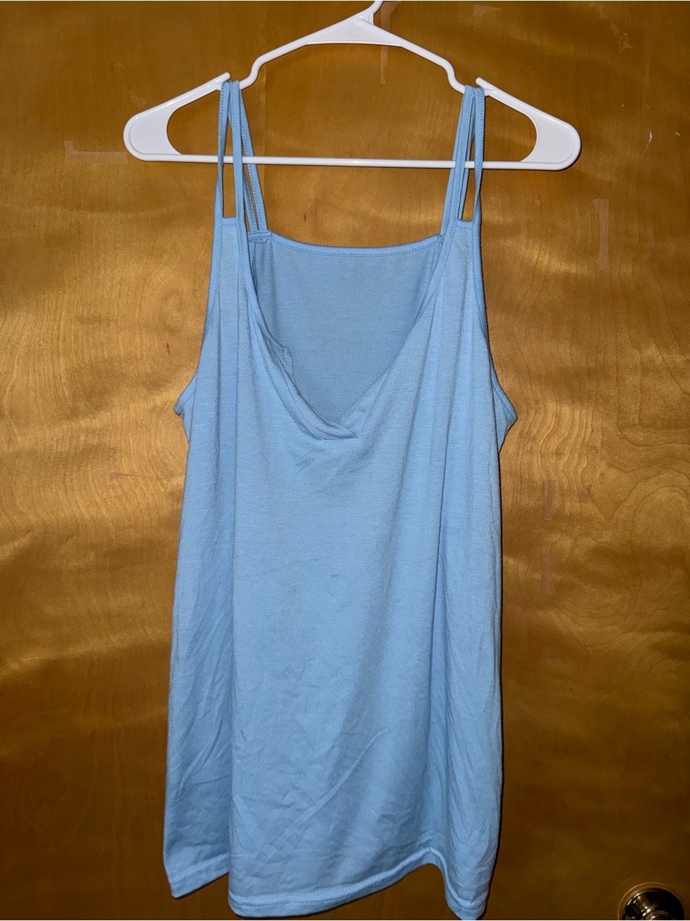 Light Blue Women's Cowl Neck Tank Top